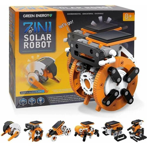 Робот на солнечной батарее 7 в 1 Solar Robot Kit Green Energy Stem программируемый конструктор робот weeemake weeebot 3 in 1 stem robot kit