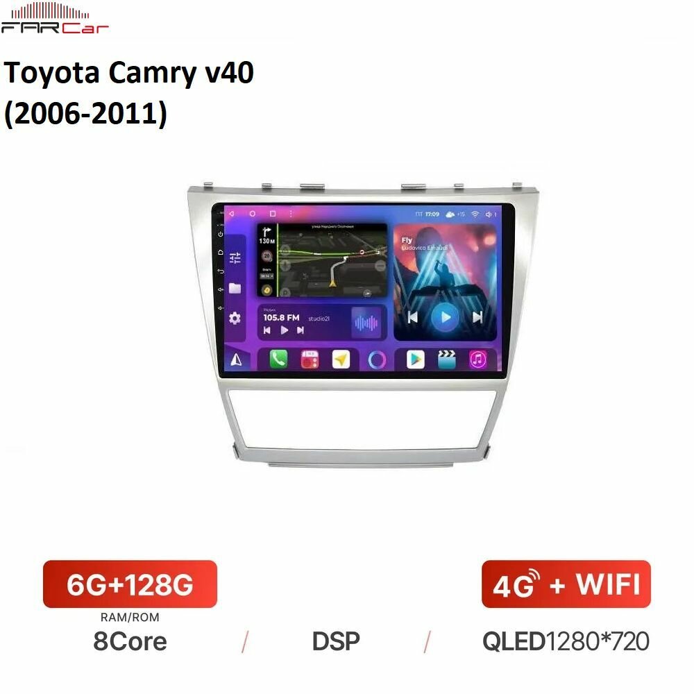 Штатная магнитола FarCar для Toyota Camry v40 (2006-2011) на Android 12