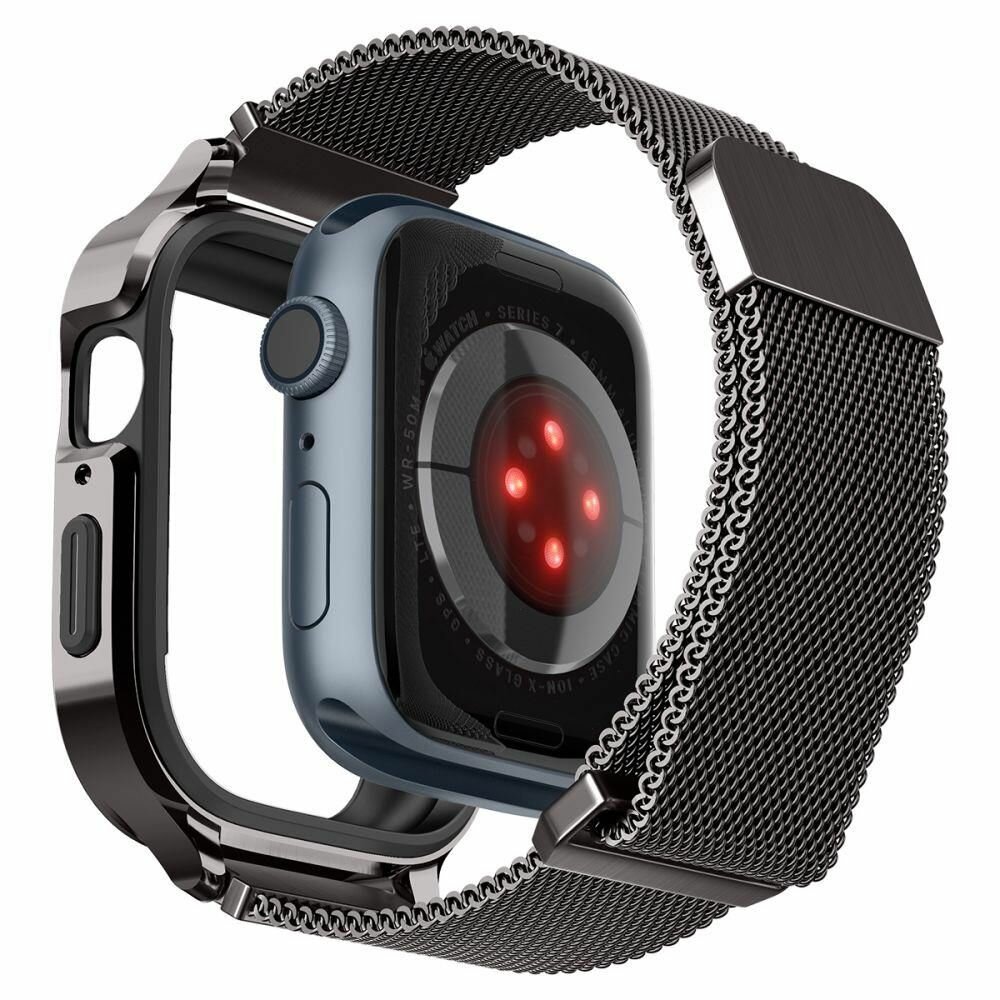Чехол с ремешком SPIGEN для Apple Watch 8/7 (45 mm) - Metal Fit Pro - Серый - ACS04585 — фото 3