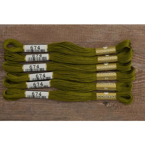 Нитки Мулине COSMO, зеленые, 6 шт