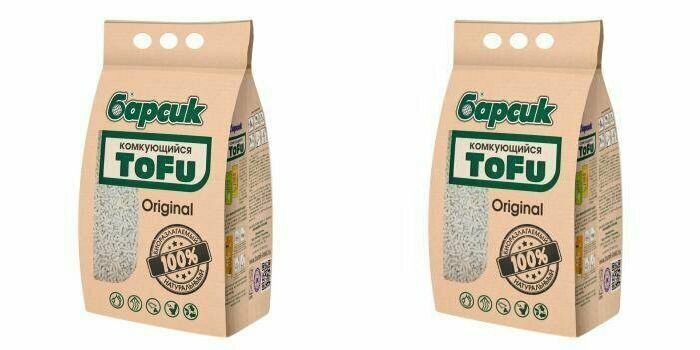 Барсик Наполнитель для кошачьих туалетов комкующийся "Tofu Original", 4,54 л, 2 уп