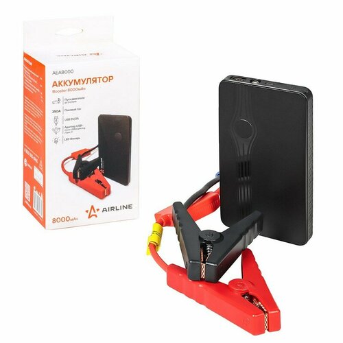 Аккумулятор внешний универсальный Booster 8000мАч USB 5V2A фонарь пуск ДВС 451900₽