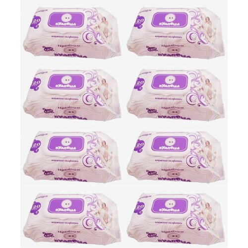 Пумпоша Влажные салфетки, с клапаном, детские, 120 шт в упаковке, 8 уп