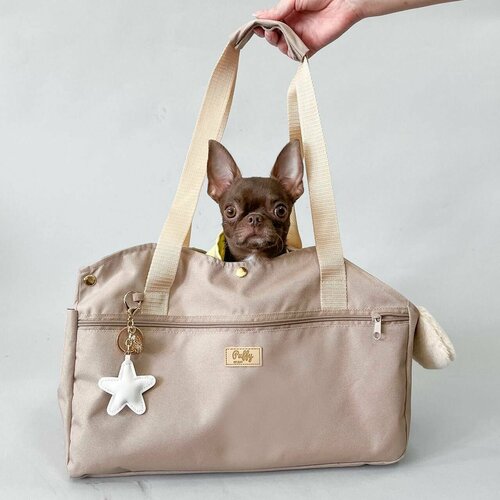Летняя сумка слинг для маленьких собак бежевая Puffy Калифорния