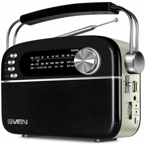 Радиоприёмник SVEN SRP-505 чёрный (4 Вт, FM/AM/SW, USB, SD/microSD, Bluetooth, 1200 мАч) радиоприёмник sven srp 505 чёрный 4 вт fm am sw usb sd microsd bluetooth 1200 мач