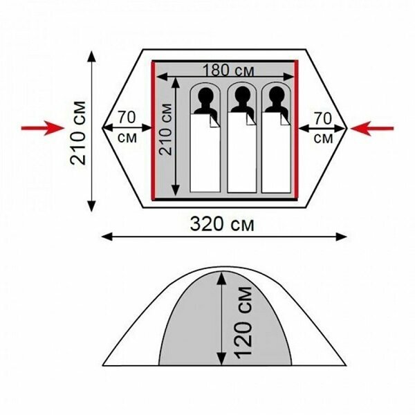 Палатка Tramp Lite Tourist 3 турист. 3мест. песочный (TLT-002) - фото №2