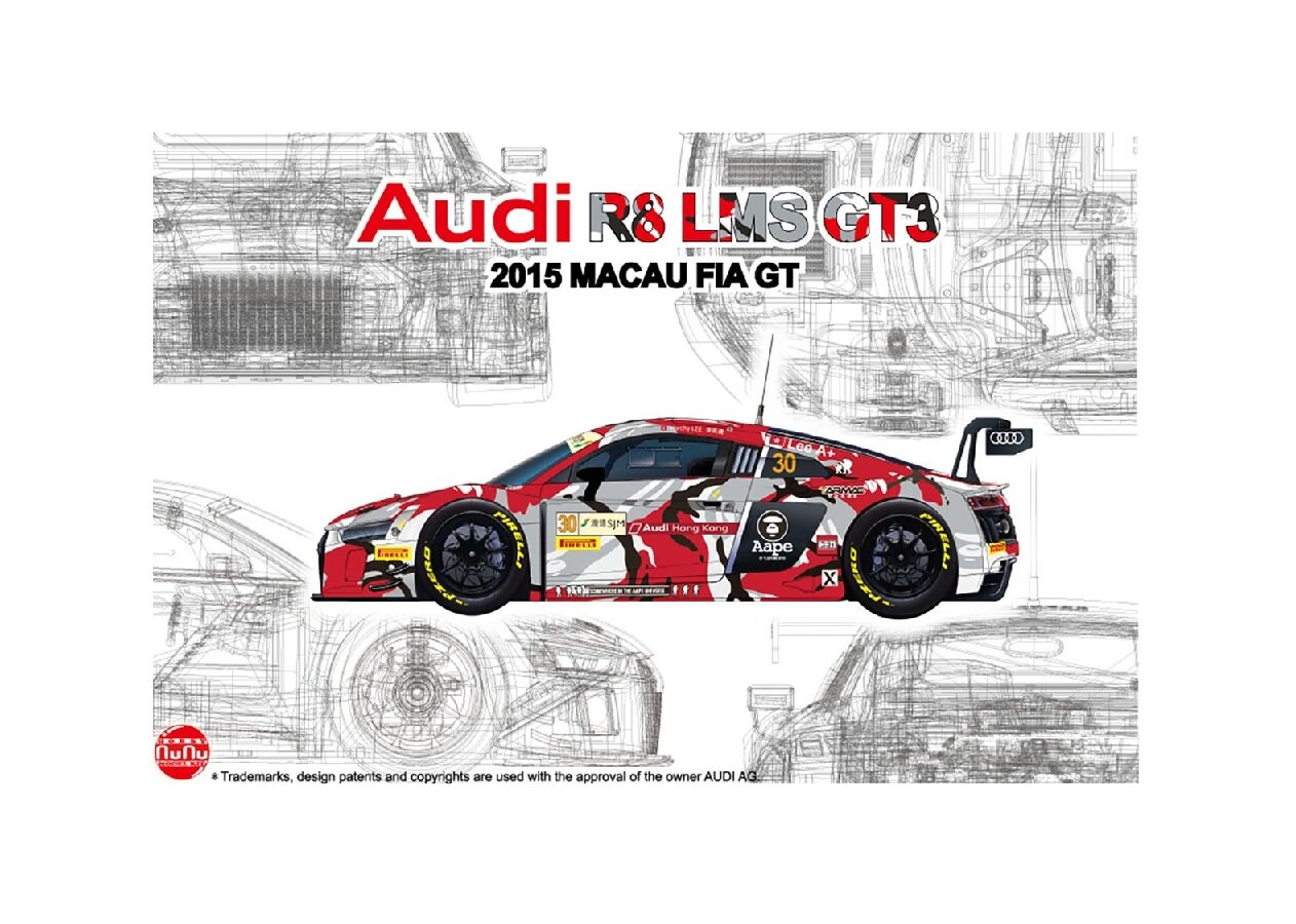 NU-24028 NuNu Model Kit Автомобиль Audi R8 GT-3 2015 Macau World Cup (1:24)