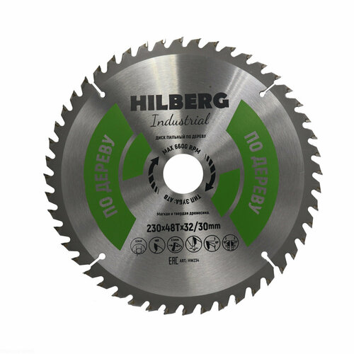 Диск пильный Hilberg Industrial Дерево 230*32/30*48Т HW234 диск пильный hilberg industrial дерево 250 30 48т hw251