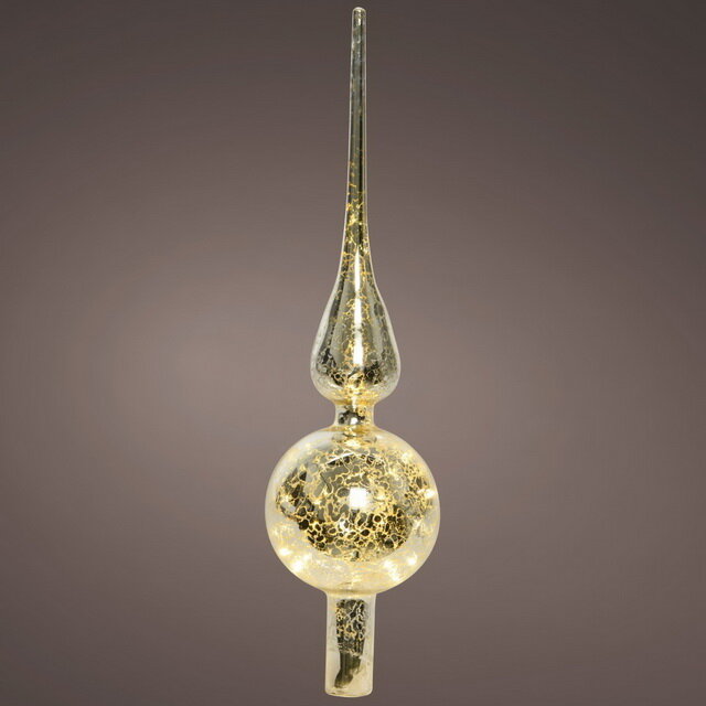 Kaemingk Светящаяся елочная верхушка Frotelli 31 см серебряная, 10 теплых белых LED ламп 486301