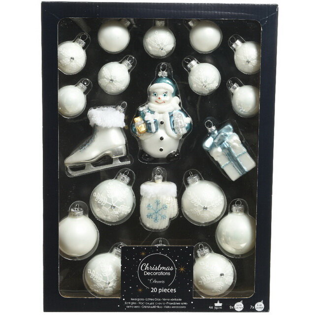 Kaemingk Набор стеклянных елочных игрушек Noelle Story: Snowman 4-13 см, 20 шт 9037801