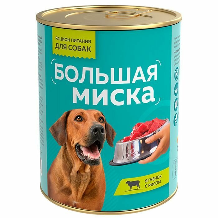 Корм консервированный (влажный) для собак 970гр Ягнёнок с рисом, Зоогурман, 1 шт.