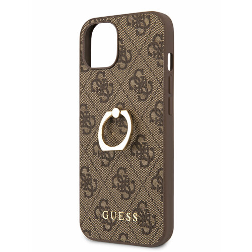 Guess для iPhone 14 Plus чехол PU 4G + Ring Hard Brown