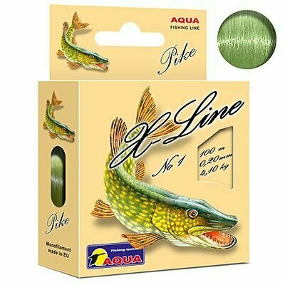 Монофильная леска для рыбалки Aqua X-Line Pike (Щука) 0,20mm 100m (1 штука)