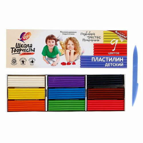 Пластилин 9 цветов 180 г 