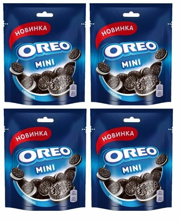 Печенье Oreo Mini с какао и ванильным вкусом 100г 4 шт - фотография № 1