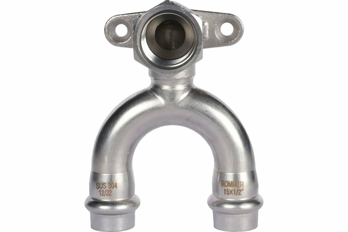 Водорозетка проходная Rommer 1/2"x15 мм ВПр-ВР нержавеющая сталь - фото №2