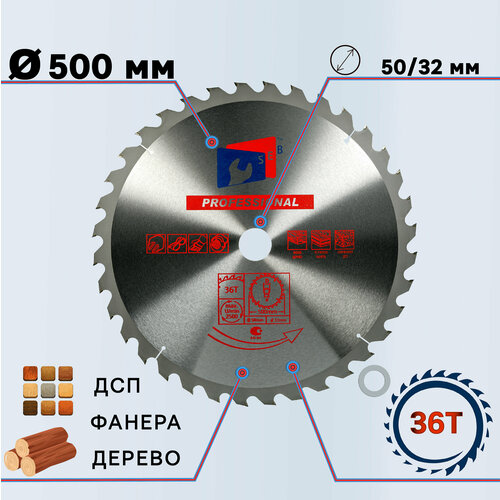 Диск пильный по дереву 500х50/32 мм 36Z (профес.) TORGWIN S57296