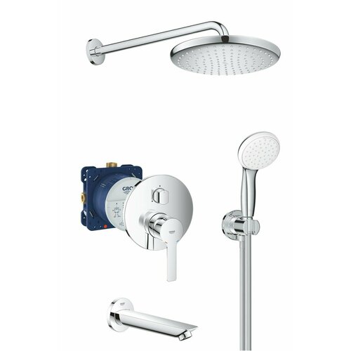 Душевая система с тропическим душем и изливом Grohe Lineare BauCosmopolitan Professional 250, Германия крючок двойной grohe baucosmopolitan 40461001