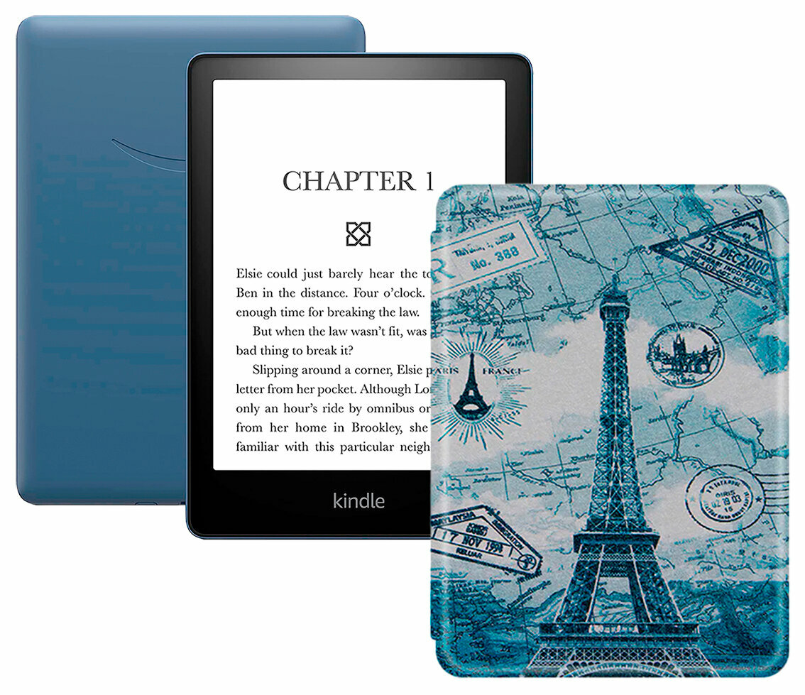 Электронная книга Amazon Kindle PaperWhite 2021 16Gb Ad-Supported Denim с обложкой ReaderONE PaperWhite 2021 Paris