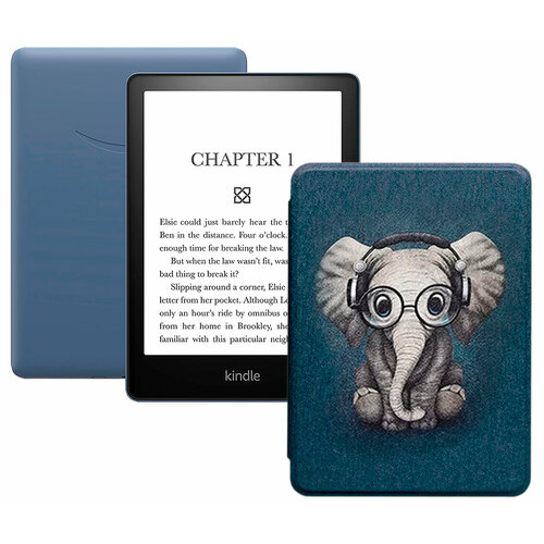 Электронная книга Amazon Kindle PaperWhite 2021 16Gb black Ad-Supported Denim с обложкой ReaderONE PaperWhite 2021 Elephant