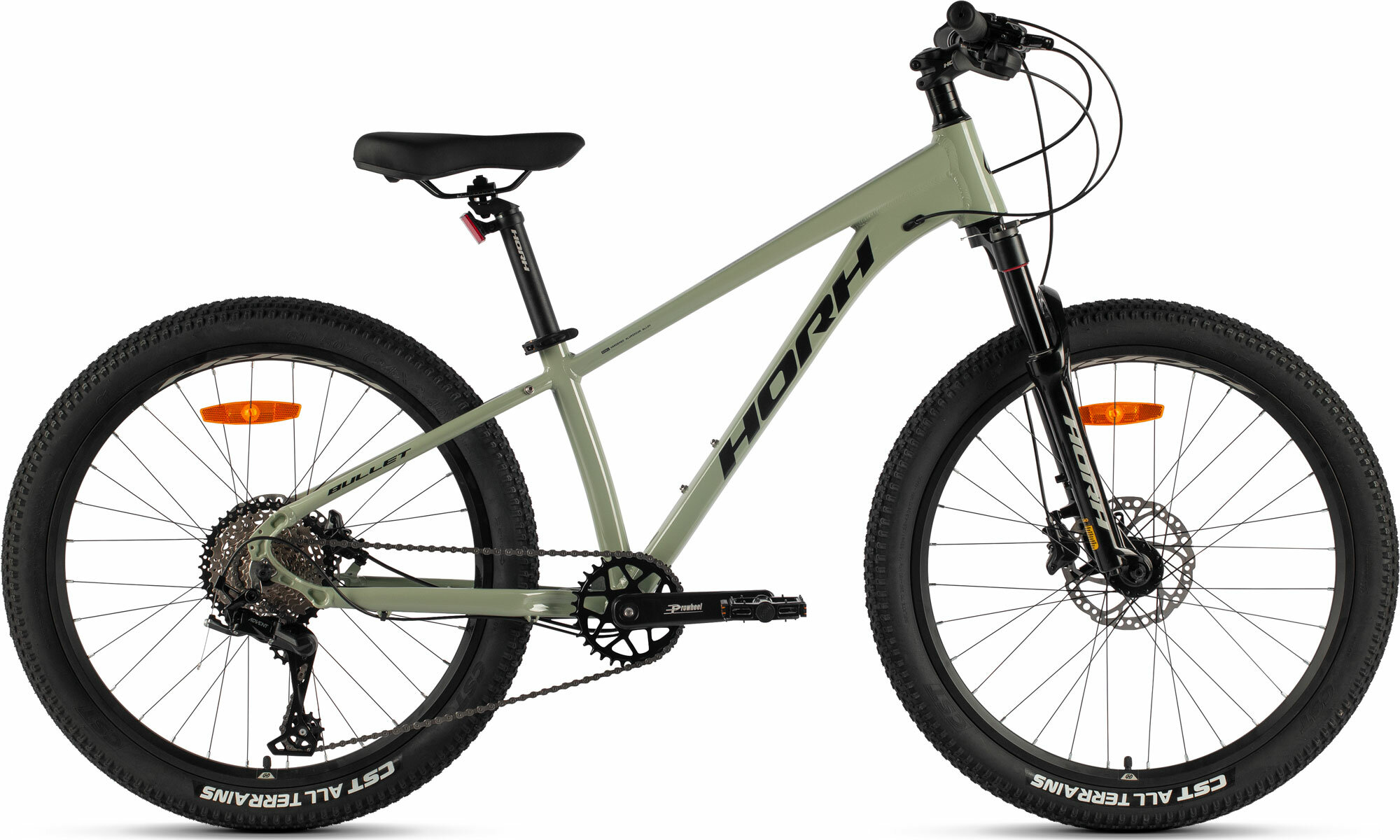 Велосипед горный HORH BULLET BHDAR 4.0 24" (2023), хардтейл, детский, для мальчиков, мужской, алюминиевая рама, оборудование Microshift, 9 скоростей, дисковые гидравлические тормоза, цвет Grey-Black, серый/черный цвет, размер рамы 13,5", для роста 150-160