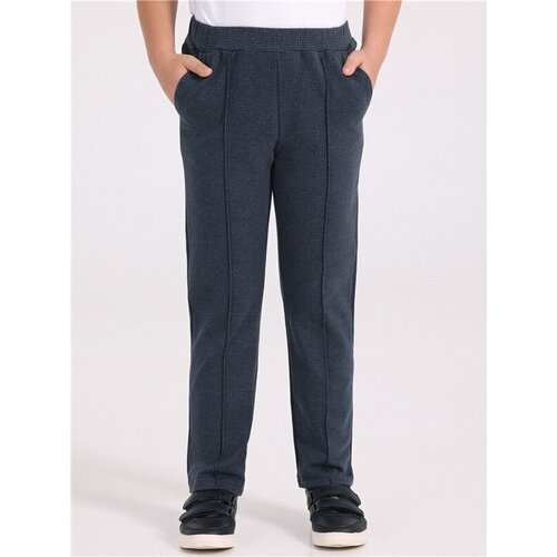 Школьные брюки чинос Апрель, пояс на резинке, карманы, размер 62-122, серый, синий