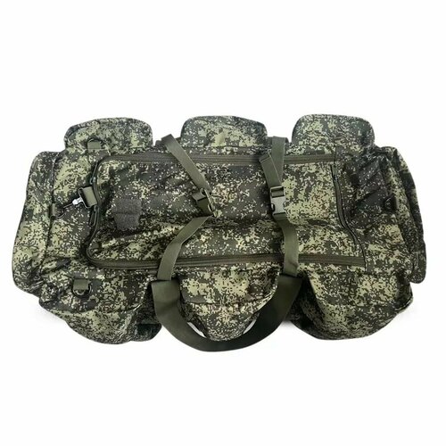 Баул армейский военный/сумка рюкзак тактический с лямками 120 литров зеленая цифра