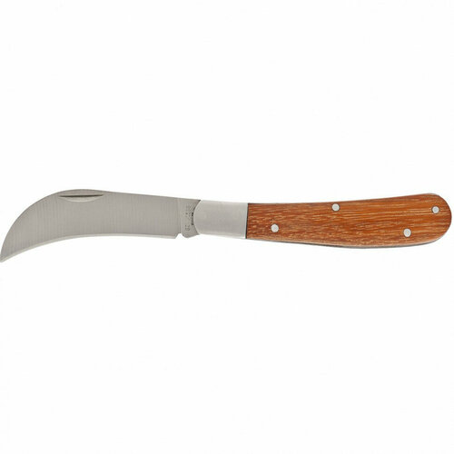 Садовый нож 170 мм, складной, изогнутое лезвие, деревянная рукоятка PALISAD 79001 нож садовый складной 170мм изогнутое лезвие palisad 79001