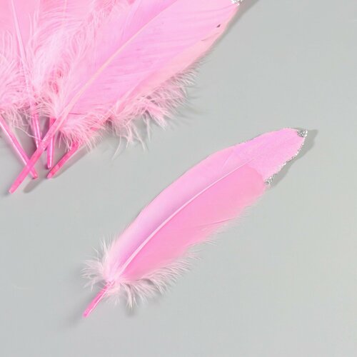Набор перьев гуся 15-20 см, 10 шт, ярко-розовый с серебрянной крошкой 9706011 подвязка сима ленд белый розовый