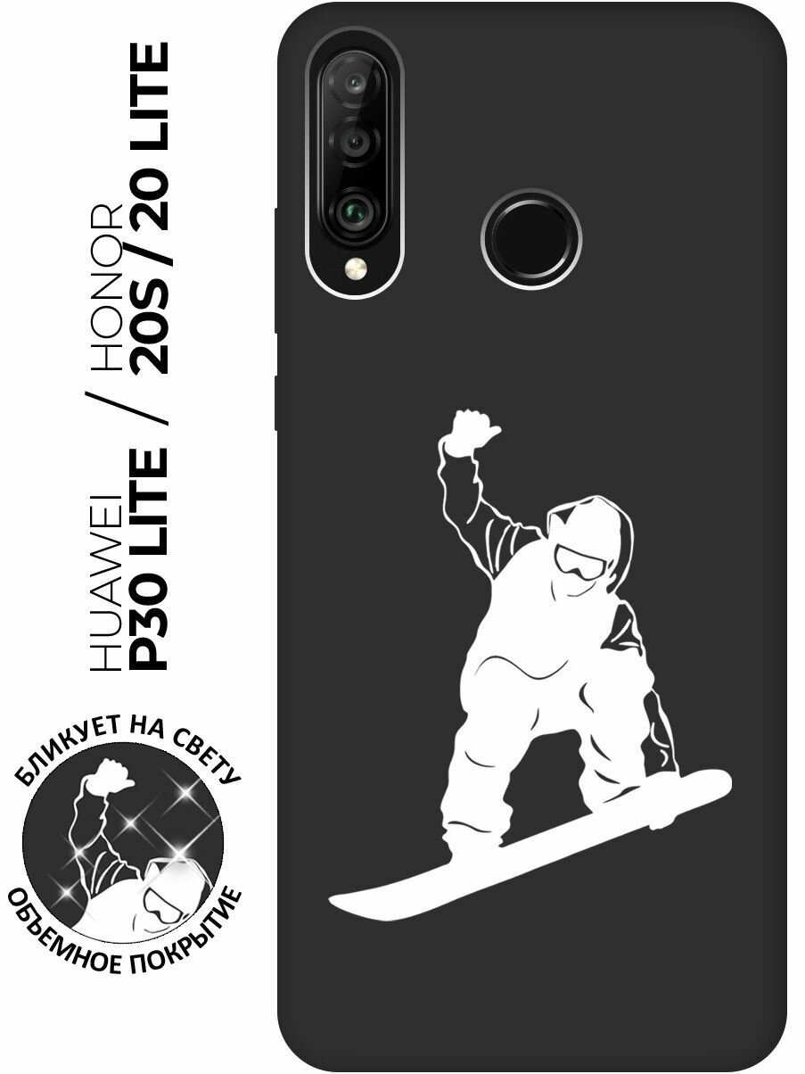 Матовый чехол Snowboarding W для Honor 20 Lite / 20s / Huawei P30 Lite / Хуавей П30 Лайт / Хонор 20 Лайт / 20s с 3D эффектом черный