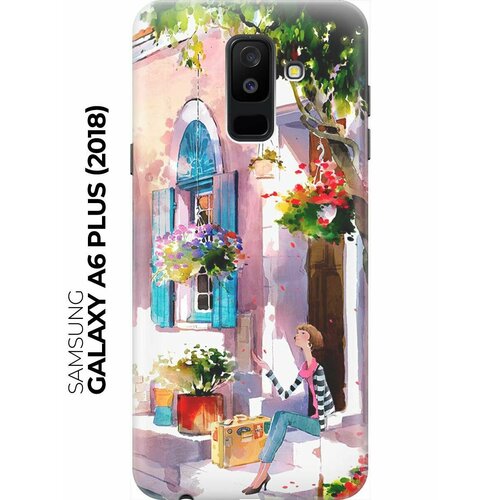 Cиликоновый прозрачный чехол ArtColor для Samsung Galaxy A6 Plus (2018) A605G с принтом Девочка на цветущей улочке cиликоновый прозрачный чехол artcolor для samsung galaxy s20 с принтом девочка на цветущей улочке