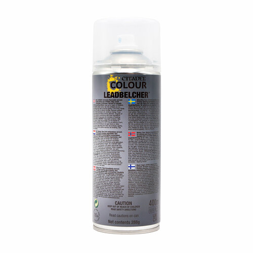 фото Аэрозольная грунтовка citadel для миниатюр leadbelcher spray 62-24 (400 мл) games workshop