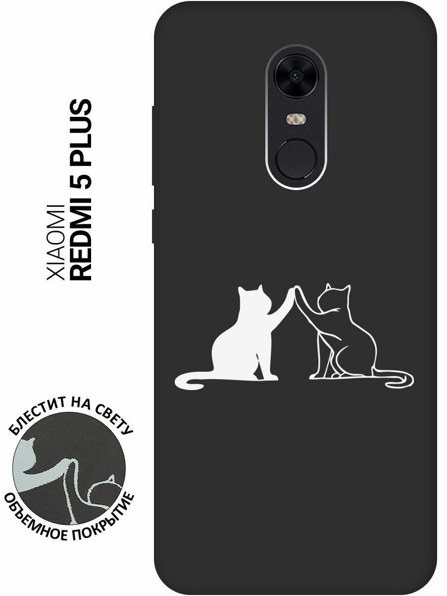 Матовый Soft Touch силиконовый чехол на Xiaomi Redmi 5 Plus, Сяоми Редми 5 Плюс с 3D принтом "Cats W" черный