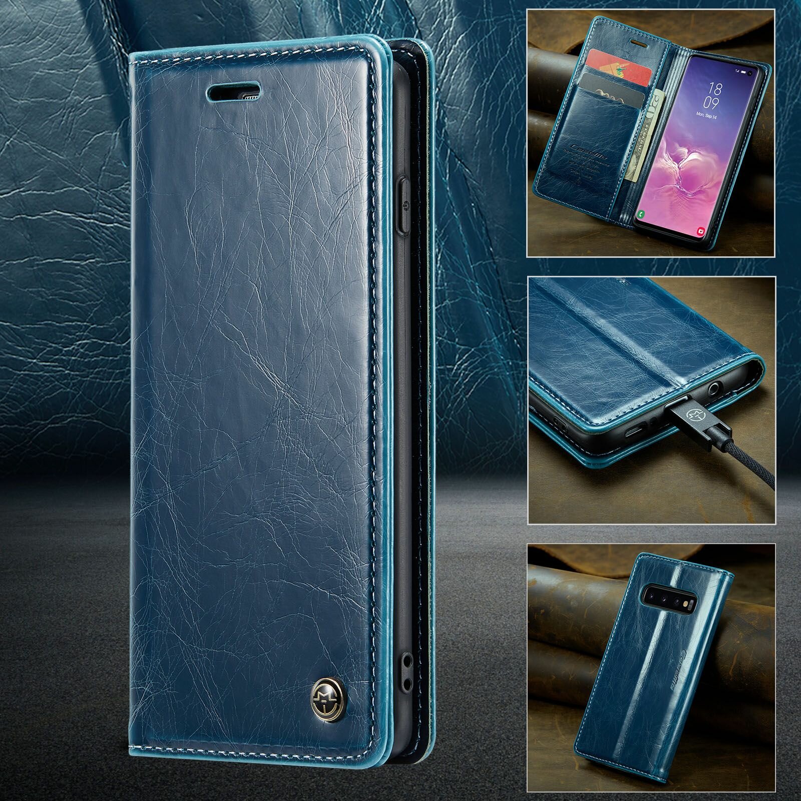 Чехол-книжка MyPads для Samsung Galaxy S10 Plus (Самсунг галакси с10 плюс), синий
