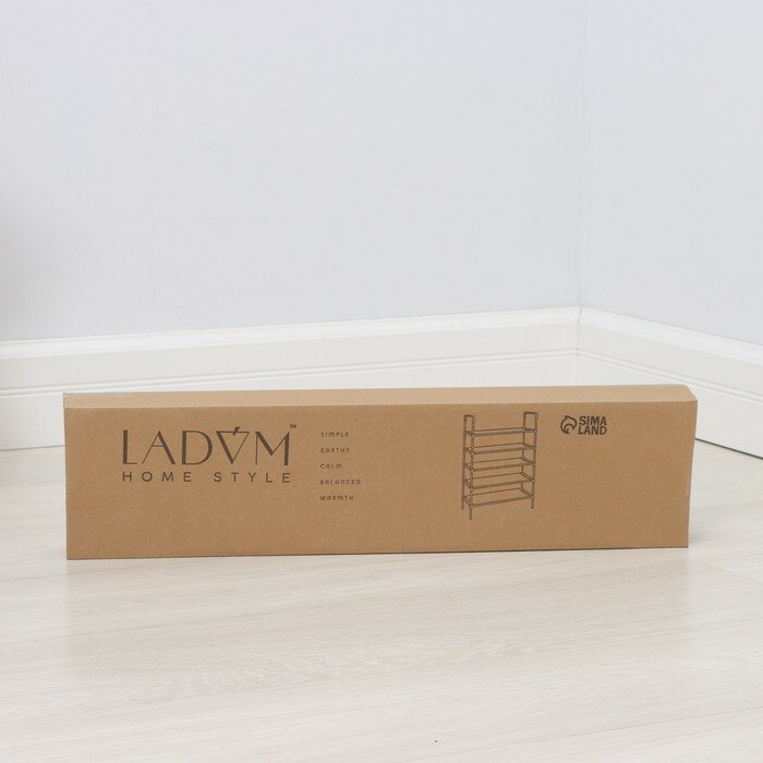 Полка для обуви LaDо́m, 5 ярусов, 60×30×102 см, цвет серый - фотография № 4