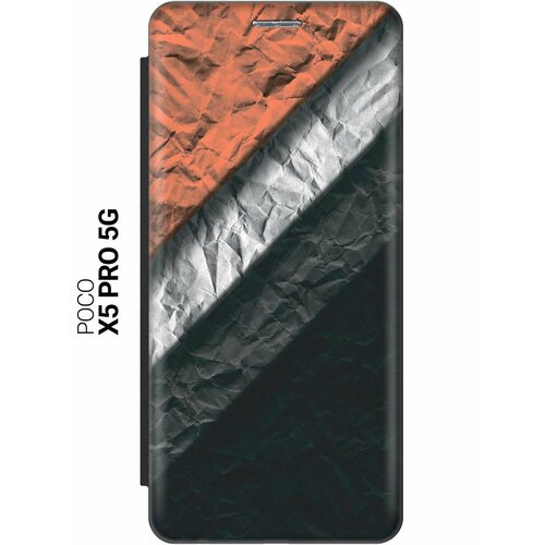 Чехол-книжка на Xiaomi Poco X5 Pro 5G, Сяоми Поко Х5 Про 5Г c принтом Мятые полотна черный матовый чехол на xiaomi poco x5 pro 5g сяоми поко х5 про 5г soft touch черный