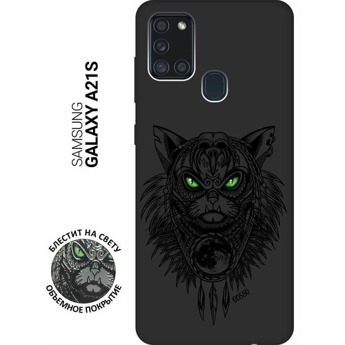 Ультратонкая защитная накладка Soft Touch для Samsung Galaxy A21s с принтом Shaman Cat черная ультратонкая защитная накладка soft touch для samsung galaxy a21s с принтом mindmap черная