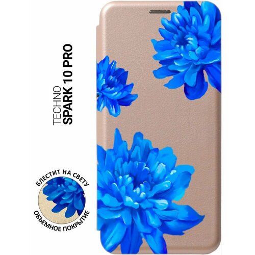 Чехол-книжка на Tecno Spark 10 Pro, Техно Спарк 10 Про с 3D принтом Amazing Asters золотой чехол книжка на tecno spark 10 техно спарк 10 с 3d принтом amazing callas золотой