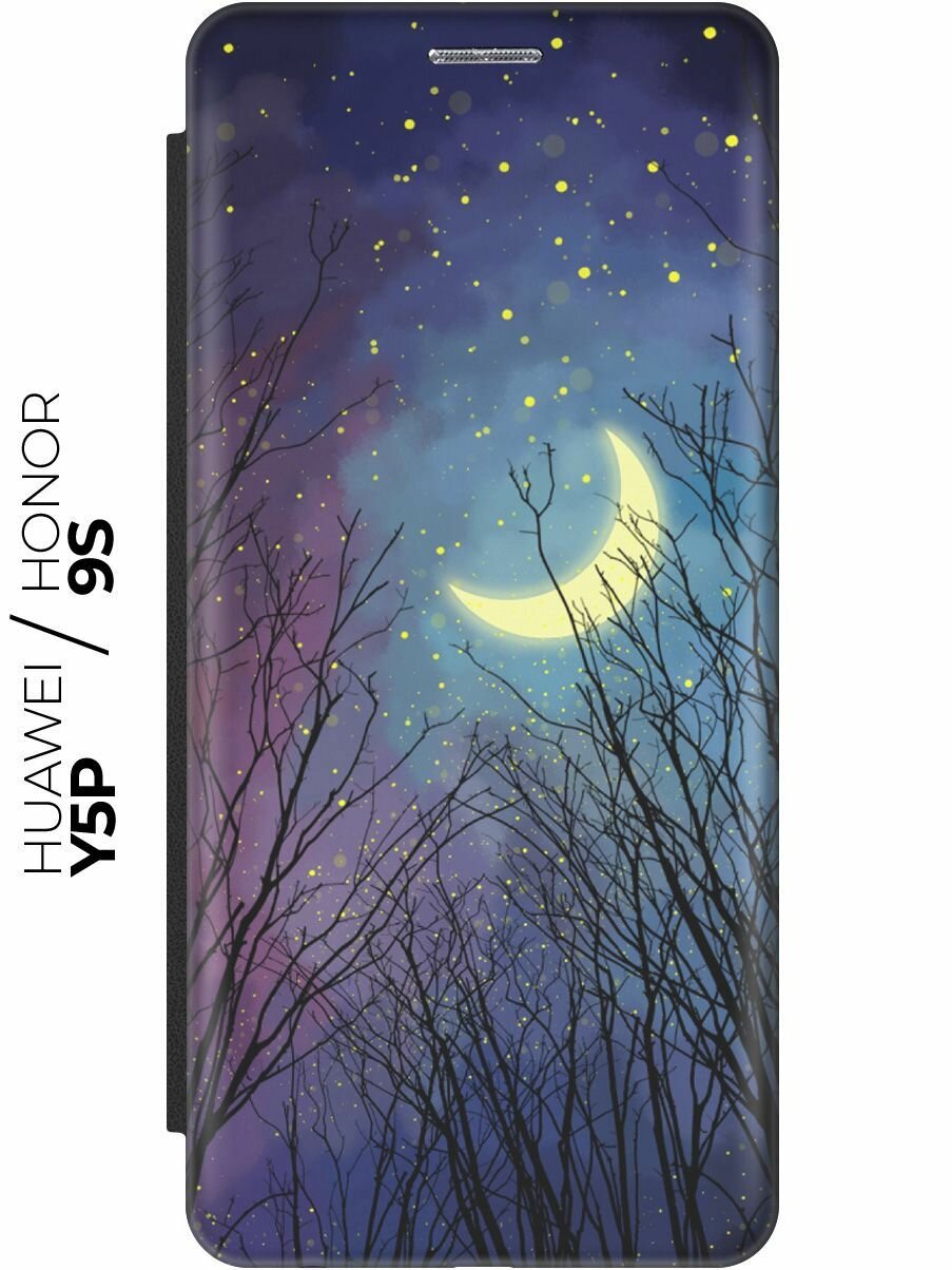 Чехол-книжка Месяц в ветвях на Honor 9S / Huawei Y5P / Хуавей У5Р / Хонор 9с черный