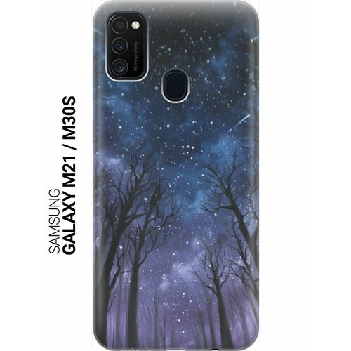Ультратонкий силиконовый чехол-накладка для Samsung Galaxy M21, M30s с принтом Ночной лес ультратонкий силиконовый чехол накладка для samsung galaxy m21 m30s с принтом заснеженный лес