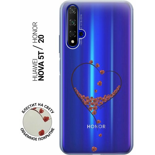 Ультратонкий силиконовый чехол-накладка Transparent для Honor 20, Huawei Nova 5T с 3D принтом Little hearts ультратонкий силиконовый чехол накладка transparent для honor 20 huawei nova 5t с 3d принтом dragon