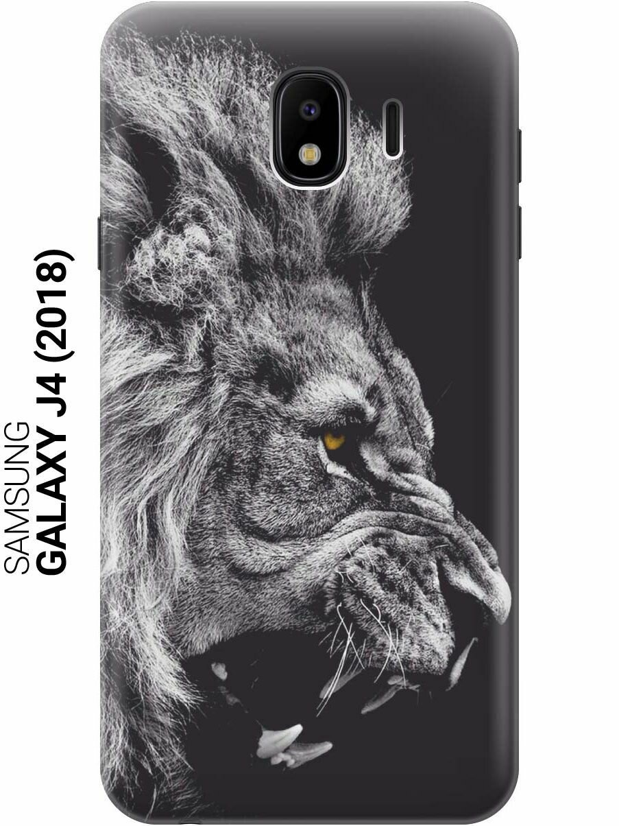 GOSSO Ультратонкий силиконовый чехол-накладка для Samsung Galaxy J4 (2018) с принтом "Морда льва"
