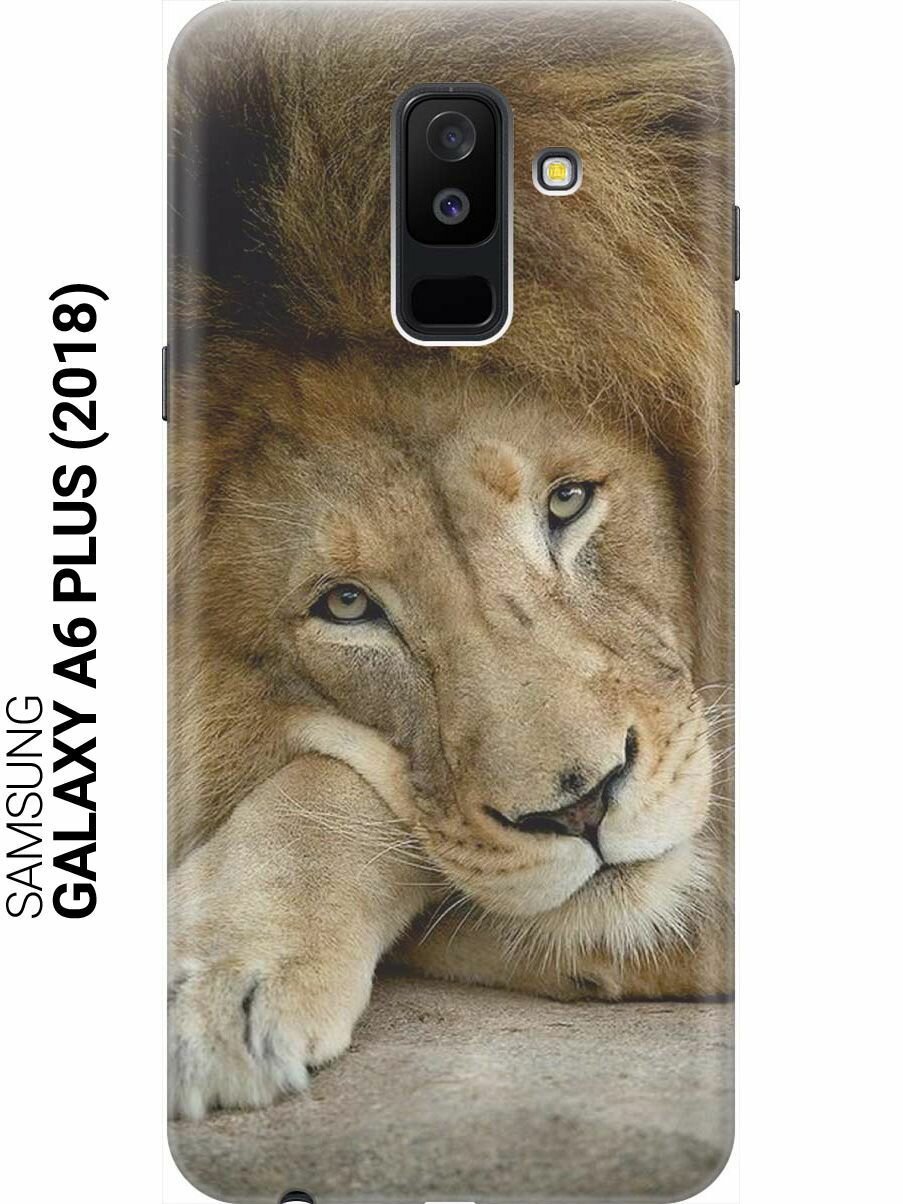 Ультратонкий силиконовый чехол-накладка для Samsung Galaxy A6 Plus (2018) с принтом "Спокойный лев"