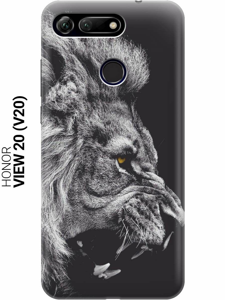 Ультратонкий силиконовый чехол-накладка для Honor View 20 (V20) с принтом "Морда льва"