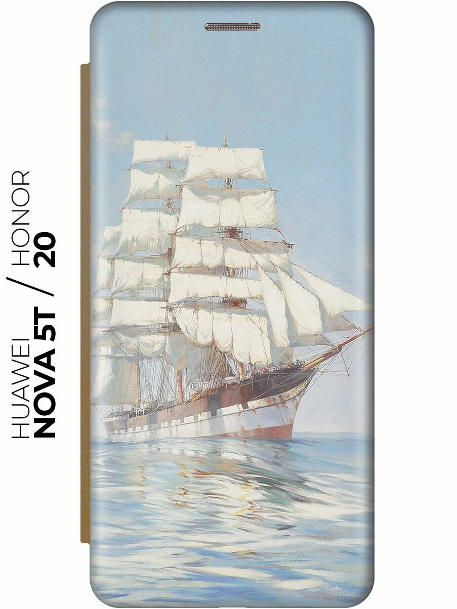 Чехол-книжка Идеальный парус на Honor 20 / Huawei Nova 5T / Хонор 20 / Хуавей Нова 5Т золотой