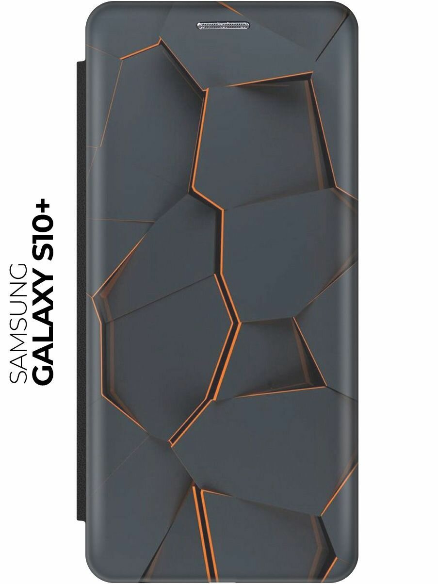 Чехол-книжка Графитовый излом на Samsung Galaxy S10+ / Самсунг С10 Плюс черный