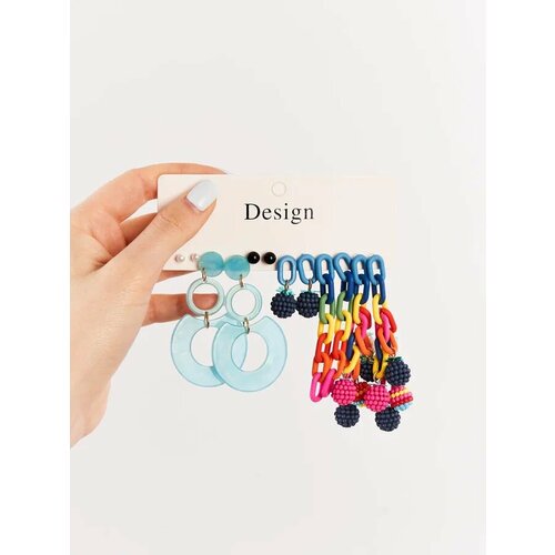 Комплект серег жемчуг имитация пластик размер 30 мм голубой 350₽