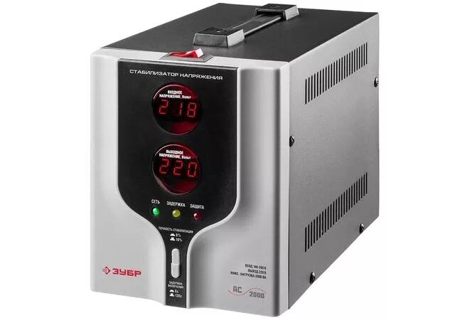 Профессиональный стабилизатор напряжения 2000 ВА ЗУБР АС 2000 , 140-260 В, 8%