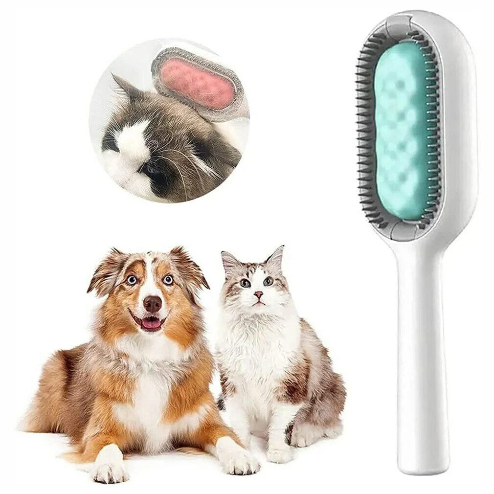 Универсальная расческа для вычесывания кошек и собак /пуходерка для кошек / щетка для собак/ голубая