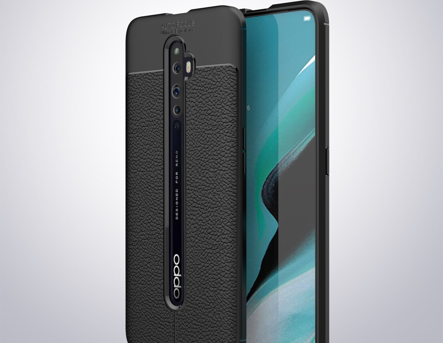 фото Чехол MyPads для Oppo Reno 2Z из качественного износостойкого силикона с декоративным дизайном под кожу с тиснением черный